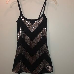 Rue 21 Black and Silver Sequin Tank Top